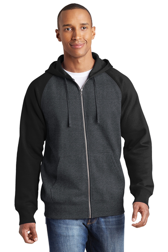 ST269 Sport-Tek® Raglan Colorblock Full-Zip Hooded Fleece Jacket