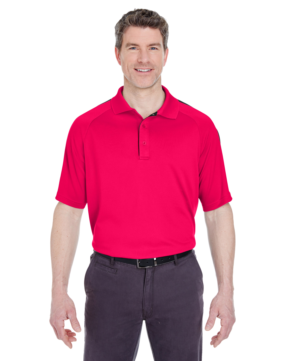 UltraClub Adult Cool & Dry Sport Shoulder Block Polo
