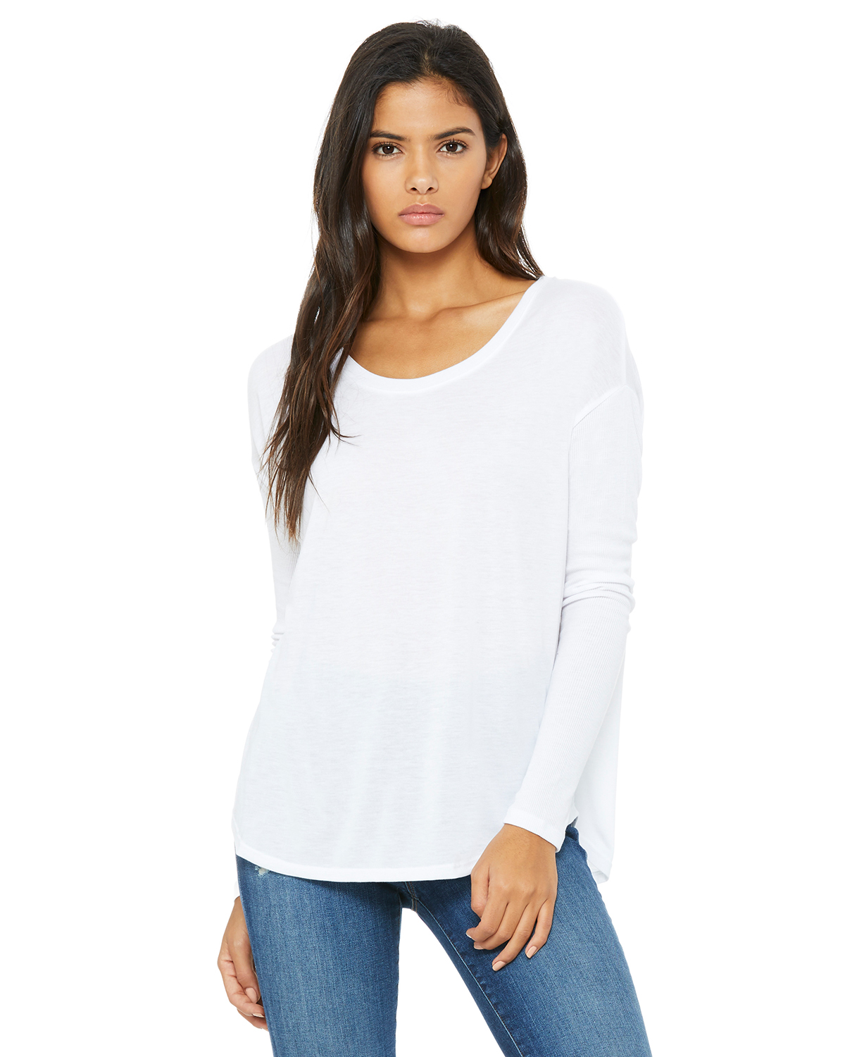 Bella + Canvas Ladies\' Flowy Long-Sleeve T-Shirt with 2x1 Sleeves