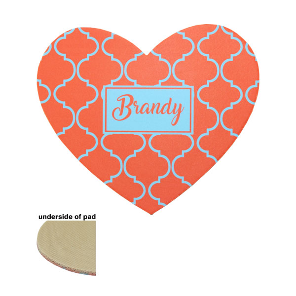 MP516-Heart Shaped Tan Rubber Backed Mouse Pad, 8” x 9.5” x .22” (5.5mm)