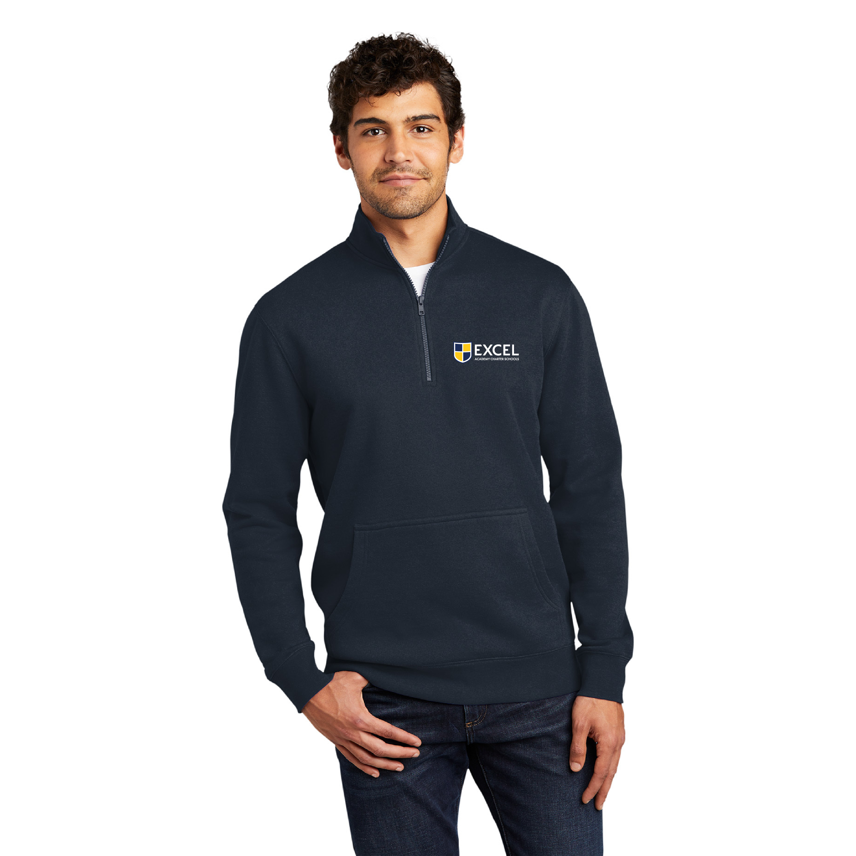 Excel Academy Charter Middle School Adult NuBlend® Quarter-Zip Cadet Collar Sweatshirt 