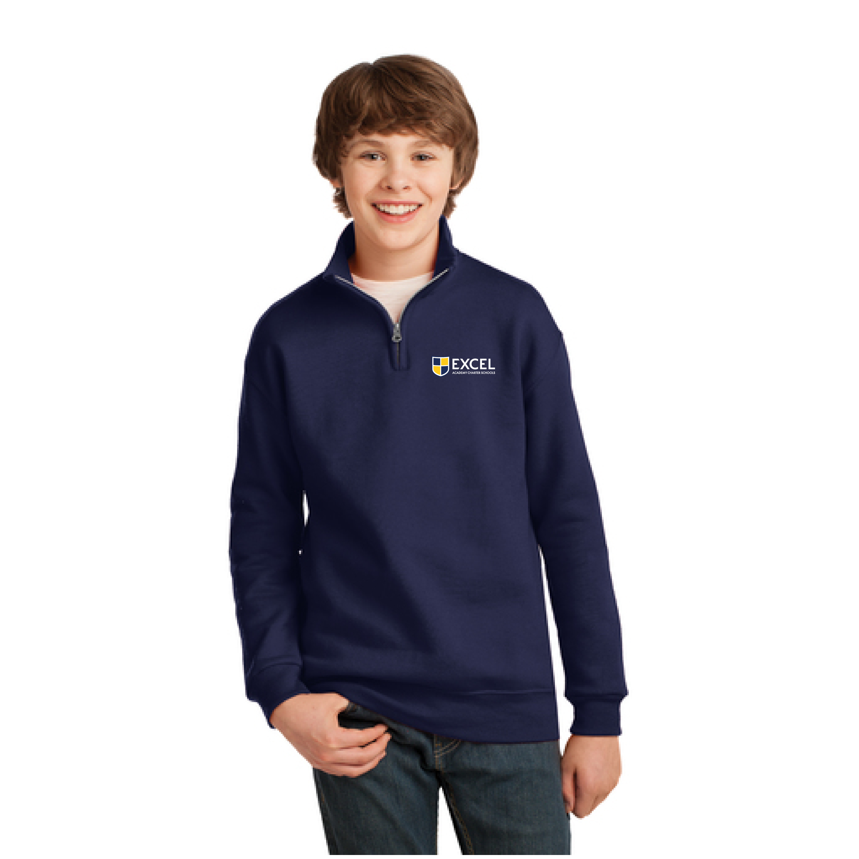 Excel Academy Charter Middle School Youth NuBlend® Quarter-Zip Cadet Collar Sweatshirt