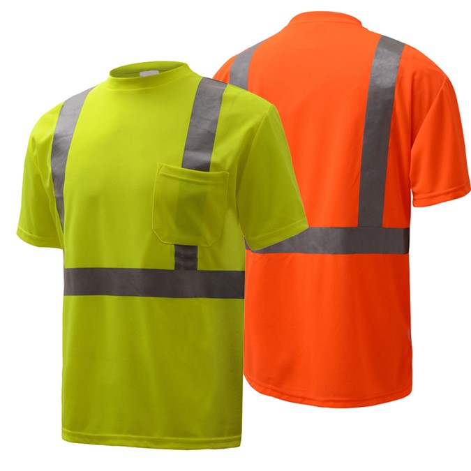 STANDARD CLASS 2 MOISTURE WICKING SHORT SLEEVE SAFETY T-SHIRT WITH CHEST POCKET