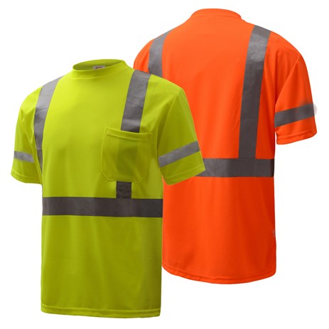 CLASS 3 MOISTURE WICKING SHORT SLEEVE SAFETY T-SHIRT WITH CHEST POCKET