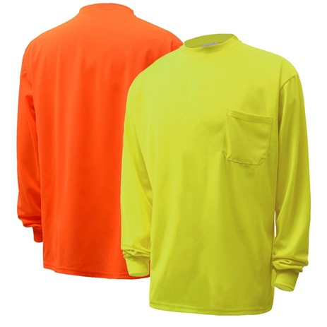MOISTURE WICKING LONG SLEEVE SAFETY T-SHIRT WITH CHEST POCKET